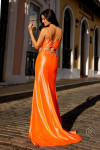 Nox Anabel E1279 Satin Rhinestone Spaghetti Straps Prom Gown