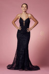 Nox Anabel R282-1 Glitter V-neck Sleeveless Trumpet Dress