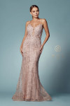 Nox Anabel R282-1 Glitter V-neck Sleeveless Trumpet Dress
