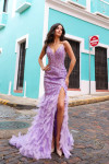Nox Anabel C1422 Feathers V-neckline Sleeveless Prom Gown