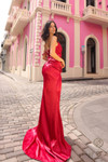 Nox Anabel F1381 Ruched Satin One-shoulder Pleated Dress