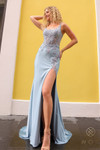 Nox Anabel G1365 Satin Embroidered Sequin Sleeveless Gown