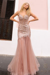Nox Anabel F1467 Glitter Sheer Beaded Sleeveless Prom Dress