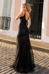 Nox Anabel F1467 Glitter Sheer Beaded Sleeveless Prom Dress