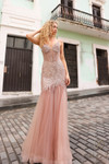 Nox Anabel F1467 Glitter Sheer Beaded Sleeveless Prom Dress