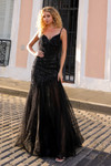 Nox Anabel F1467 Glitter Sheer Beaded Sleeveless Prom Dress