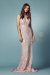 Nox Anabel F485 Lace Beaded Embroidered Overskirt Prom Gown