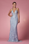 Nox Anabel F485 Lace Beaded Embroidered Overskirt Prom Gown