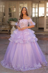 Nox Anabel H1360 Floral Glitter Off Shoulder Prom Ball Gown
