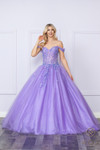Nox Anabel H1349 Embroidered Off-shoulder V-neck Ball Gown