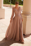 Nox Anabel ME128 Flowing Chiffon V-neck Long Sleeve Dress