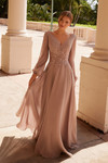 Nox Anabel ME128 Flowing Chiffon V-neck Long Sleeve Dress