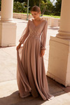 Nox Anabel ME128 Flowing Chiffon V-neck Long Sleeve Dress