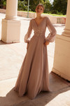 Nox Anabel ME128 Flowing Chiffon V-neck Long Sleeve Dress