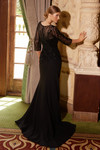 Nox Anabel MH137 Stretch Satin Beaded Long Sleeves Dress
