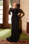 Nox Anabel MH137 Stretch Satin Beaded Long Sleeves Dress