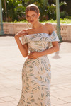 Nox Anabel MJ134 Jacquard Fold-Over Neck Off-Shoulder Dress