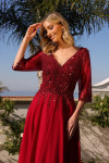 Nox Anabel MF100 Chiffon Sequin V-Neck 3/4 Sleeves Dress