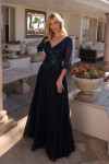 Nox Anabel MF100 Chiffon Sequin V-Neck 3/4 Sleeves Dress