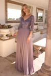 Nox Anabel MF103 Chiffon Sequin V-Neck 3/4 Sleeves Dress
