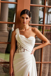 Nox Anabel E1526 Stretch Satin One Shoulder Wedding Dress