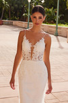 Nox Anabel R282-1W Embroidered Plunged Neck Wedding Gown