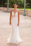 Nox Anabel R282-1W Embroidered Plunged Neck Wedding Gown