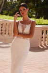Nox Anabel C1628W Beaded Floral Sleeveless Wedding Dress