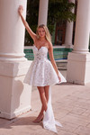 Nox Anabel JQ1017 Jacquard Strapless Short Wedding Dress