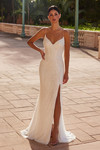 Nox Anabel E1535W Sequin Tulle Embellished Long Wedding Gown
