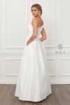 Nox Anabel E469 Satin One Fold-Over Shoulder Wedding Gown
