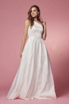 Nox Anabel E469 Satin One Fold-Over Shoulder Wedding Gown