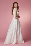 Nox Anabel E469 Satin One Fold-Over Shoulder Wedding Gown