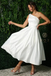 Nox Anabel JE931W Satin Ayesmatric Tea Length Wedding Dress