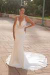Nox Anabel JE1022L Satin Deep V-neck Sleeveless Wedding Gown