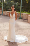 Nox Anabel JE1022L Satin Deep V-neck Sleeveless Wedding Gown