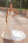 Nox Anabel JE1022L Satin Deep V-neck Sleeveless Wedding Gown