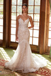 Nox Anabel JE1023L Flower Embroidery V-neck Wedding Dress