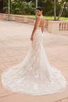 Nox Anabel H493 Tulle Laced Plunging V-neckline Wedding Gown