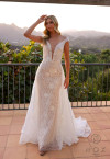 Nox Anabel JE995L Beaded V-neck Cap Sleeves Wedding Gown