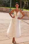 Nox Anabel JE1027 Tulle V-neckline Tea Length Wedding Dress