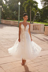 Nox Anabel JE1027 Tulle V-neckline Tea Length Wedding Dress