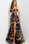 Jovani 44660 Floral Sweetheart Neck Strapless Evening Gown
