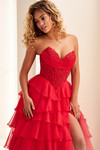 Ellie Wilde by Mon Cheri EW37115 Satin Lace Strapless Dress Ellie Wilde by Mon Cheri EW37115 Satin Lace Strapless Dress