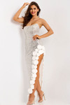 Jovani 47797 Crystal Embellished 3D Floral Strapless Gown
