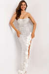 Jovani 47797 Crystal Embellished 3D Floral Strapless Gown
