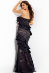 Jovani 49581 Ruffle Straight Neck Strapless Evening Gown