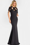 Jovani 45442 Jersey Beaded Lace Shoulder Cape Fitted Gown