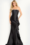 Jovani 45586 Satin Ruffle Strapless Mermaid Evening Gown