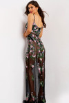 Jovani 39709 Sheer Floral Embroidered Scoop Neck Long Gown